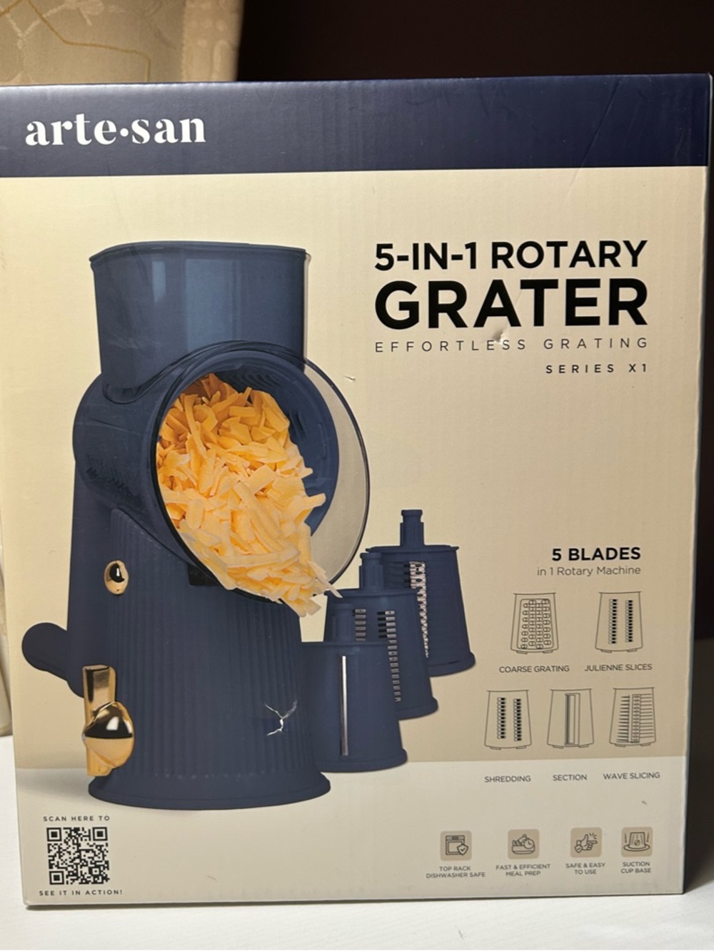 NEw! arte•san Navy 5-in-1 Rotary Grater. - Picture 2 of 7